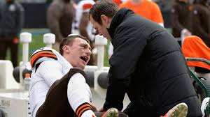 Browns QB Johnny Manziel suffered an injury during the first half of the game at the Louisiana Superdome